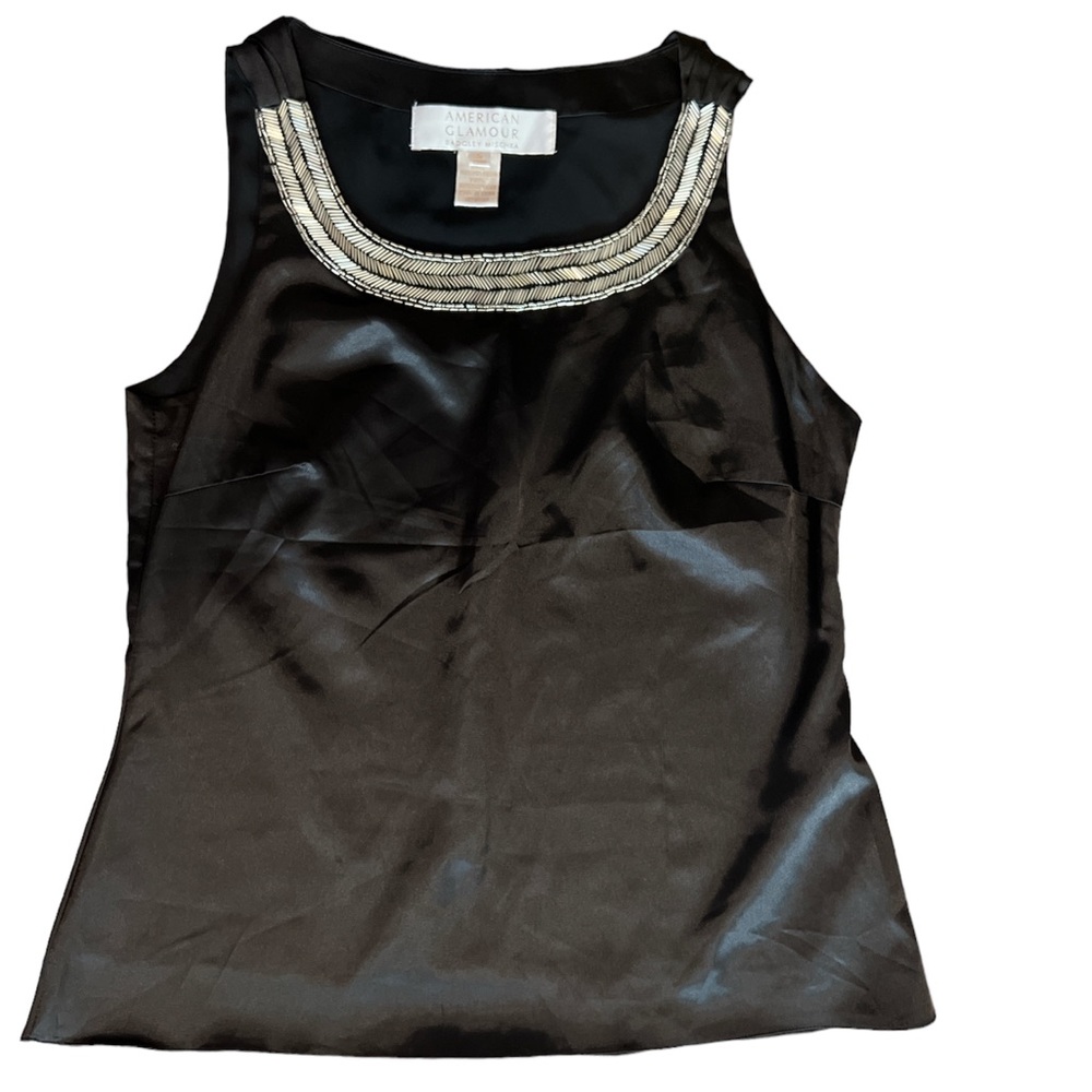 American Glamour Badgely Mischka Beaded Tank Top